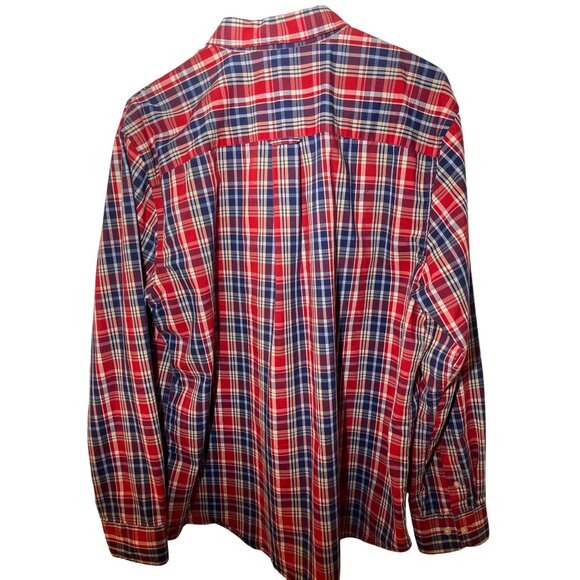Saddlebred Red & Blue Plaid Button-Down Shirt Classic Fit XL Long Sleeve - Picture 5 of 9